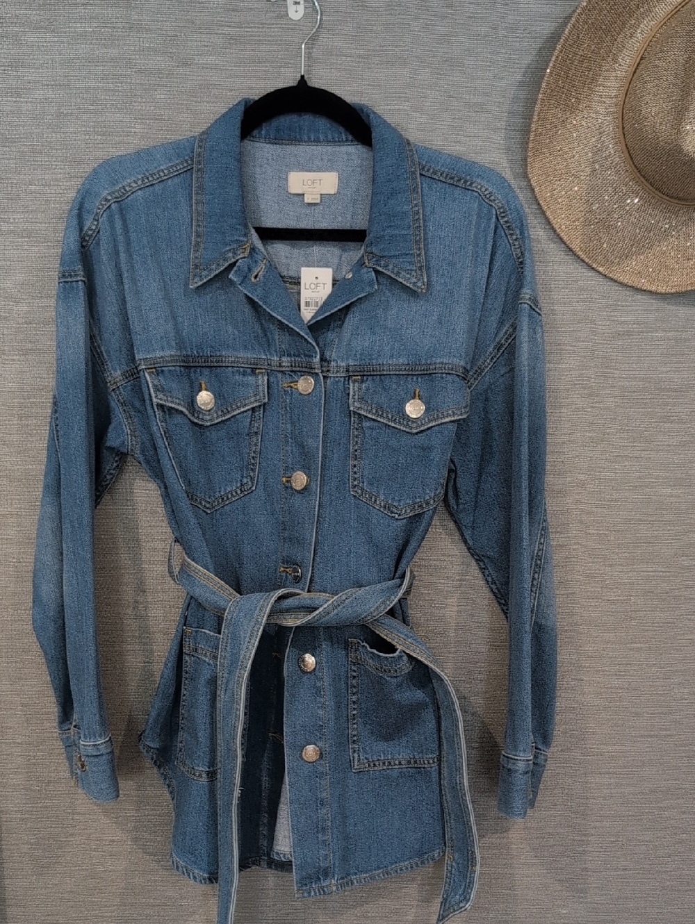 LOFT Blue Belted Denim Jacket